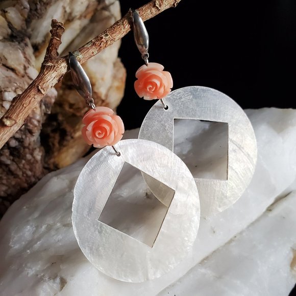 GG Unique Jewelry Jewelry - 1 DAY SALE Earrings CoralRose Natural Shell Silver